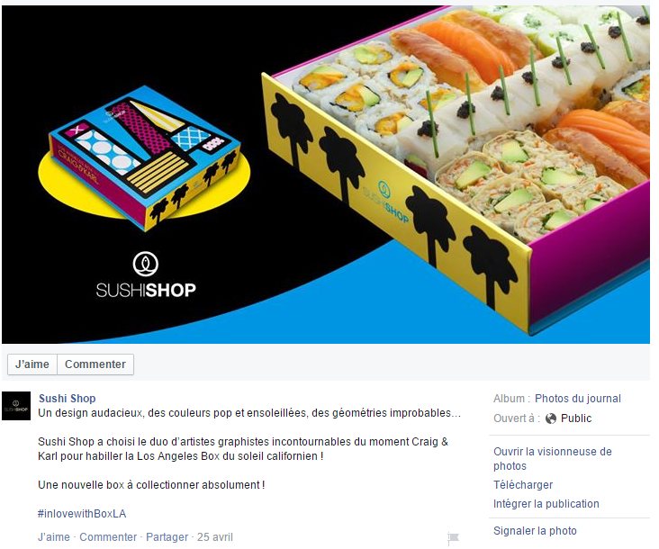Post Facebook de Sushi Shop