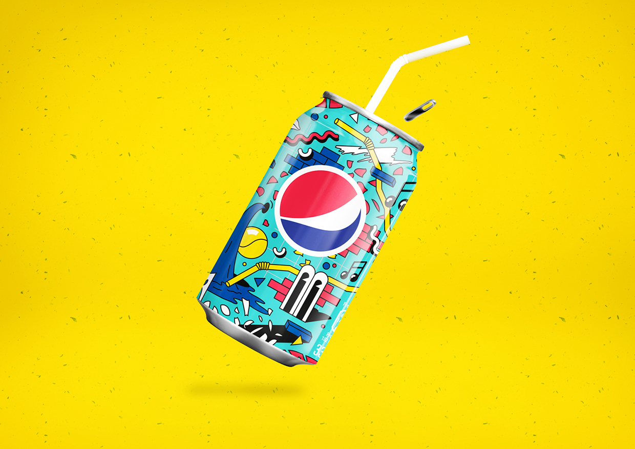 Pepsi, canettes et explosion de couleurs
