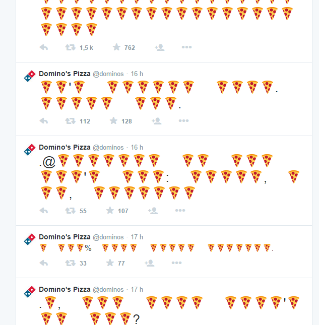 Compte Twitter Domino's Pizza avec Emoji pizza