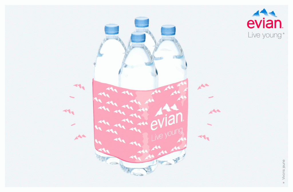 Le packaging des bouteilles Evian