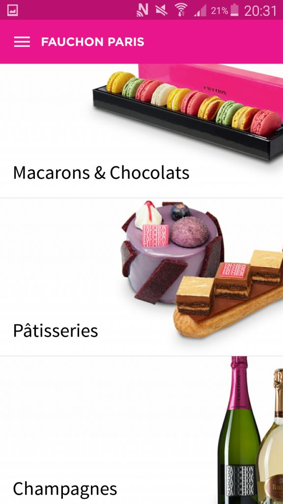 Le catalogue Fauchon sur smartphone