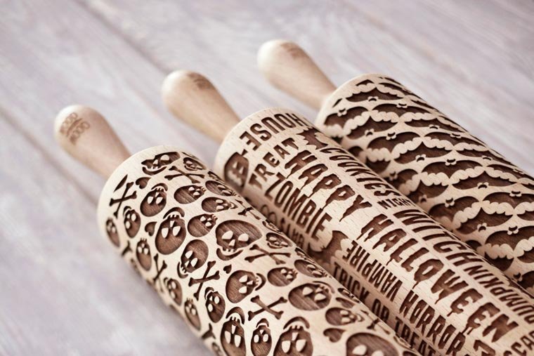 Rouleau à pâtisserie pour cookies en tête de mort